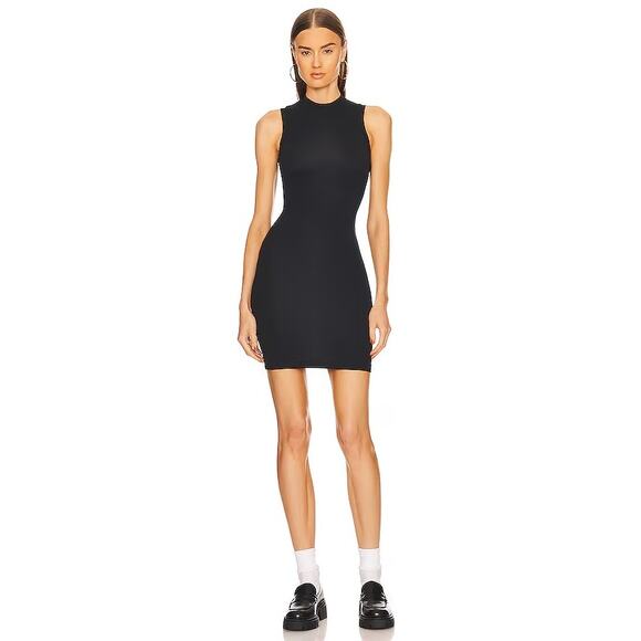 Helsa Jersey Mock Neck Mini Dress in Black Ink Size Small - Picture 1 of 6